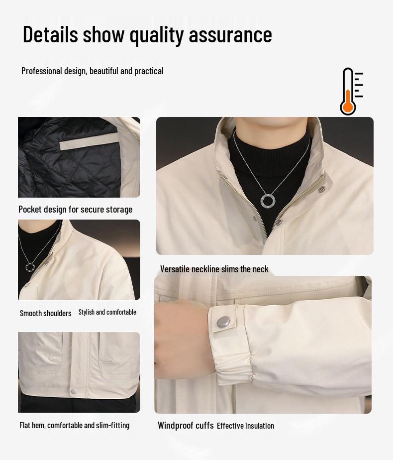 Herren Arbeitsjacke mit Stehkragen aus Baumwolle - Herbst/Winter Wärme & Stil