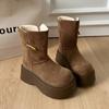Flats Platform Women's Ankle Boots Suede Winter Snow Warm Cotton Shoes  Fashion Boots  Short Plush  Ladies Botas