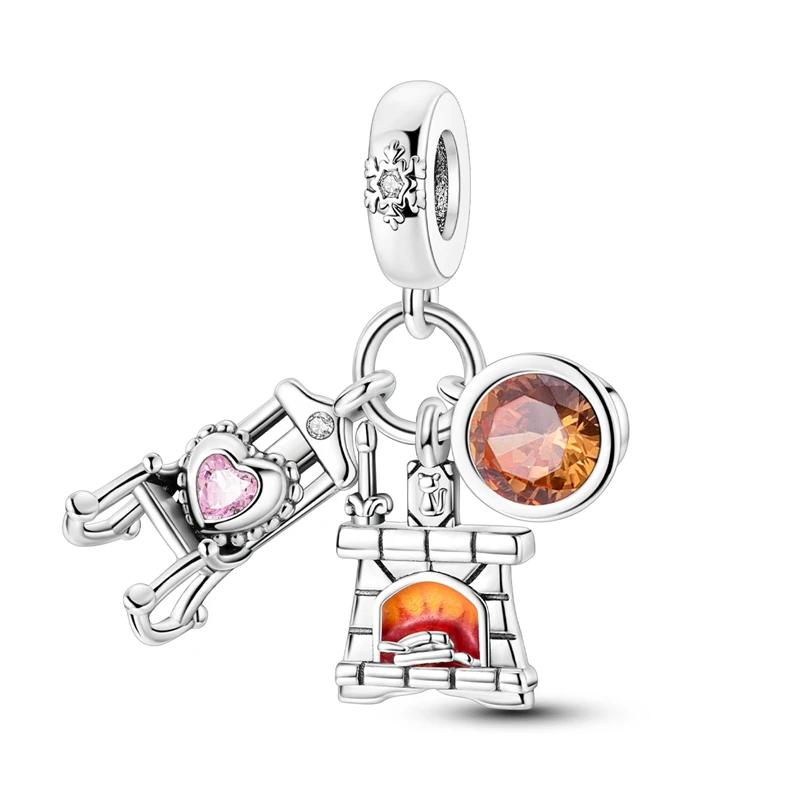 Exquisite Copper Snowflakes Snowman Penguin Fireplace Charms Fit Diy Bracelet Necklace Winter Season Accessories
