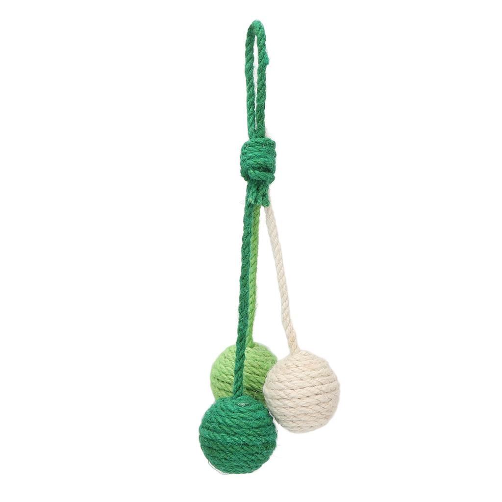 Hanging Cat Sisal Ball Chewable Colorful Interactive Cat Sisal Rope Ball Toy for Pet Indoor Green