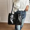 Yogodlns New Shiny Sequins Women's Shoulder Shopping Bag Glitter Handbag Large Capacity Clutch Purse Fashion Party Accessory for Ladies