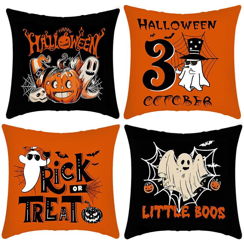 

Halloween Pillow Home Pumpkin Cat Ghost Hat Striped Sofa Decoration Pillow Case 45 * 45Cm pillowcase