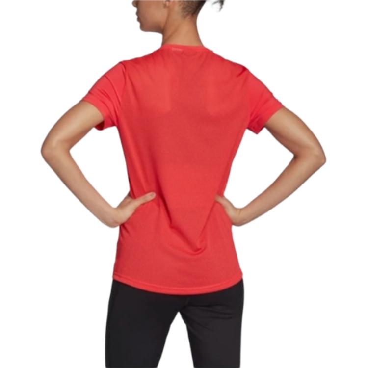 adidas Design 2 Move Logo Graphic Fashion Simple Round Neck Short Sleeve T-Shirt Women T-Shirts Fluorescent-Red FL9224
