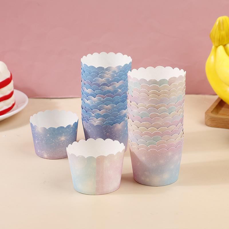 50Pcs Regenbogen Cupcake Liner Für Backen Gradienten Cupcake Wrapper Backen Tassen