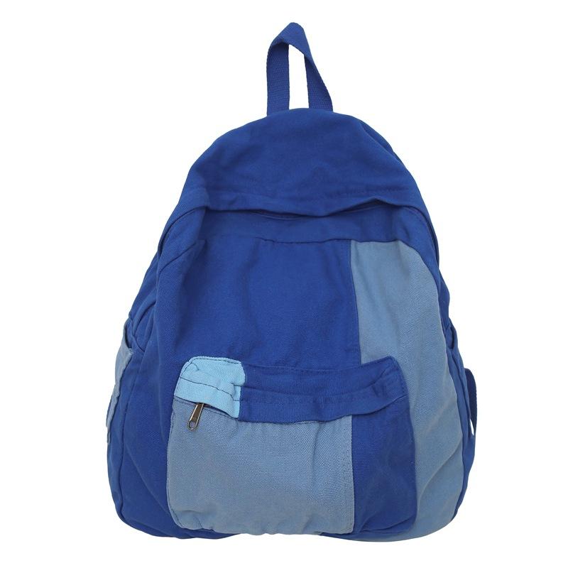School bag women's washed canvas backpack high school college student backpack women's color matching simple Harajuku