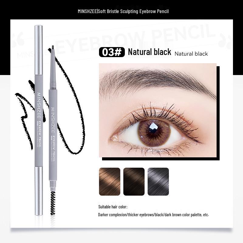Mingxi Zhi Double-Ended Ultra-Fine Waterproof Eyebrow Pencil - Long-Lasting, Natural, Easy Color, Beginner-Friendly.