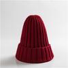 Trendy Autumn Winter Solid Edge Curl Woolen Knitted Skullies Beanies Unisex Ear Protection Warm Fitting Hood Hat
