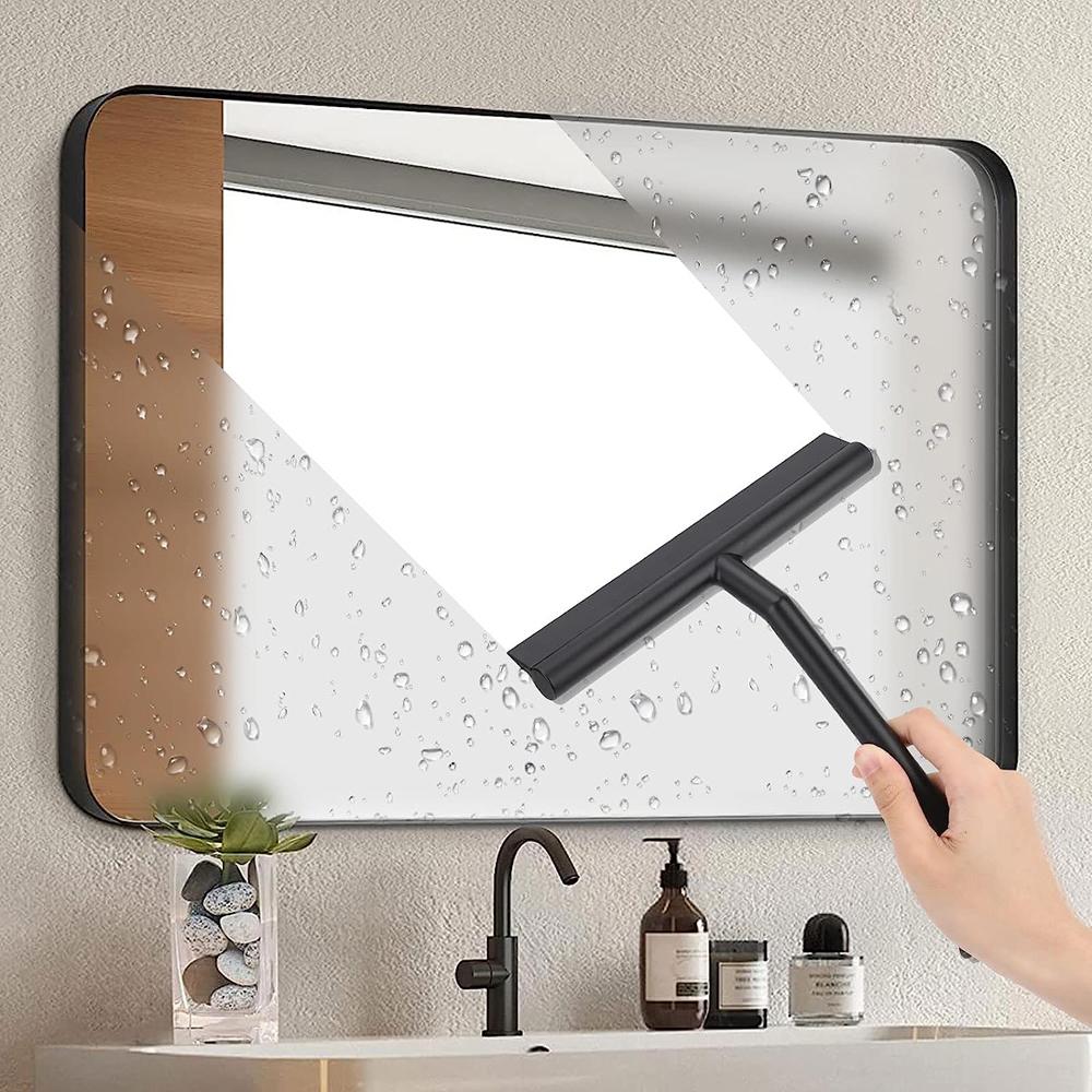 Shower Squeegee for Glass Doors Silicone Squeegee with Hook Bathroom Shower Mirrors Tiles and Car Windows Streak Free Cleaning