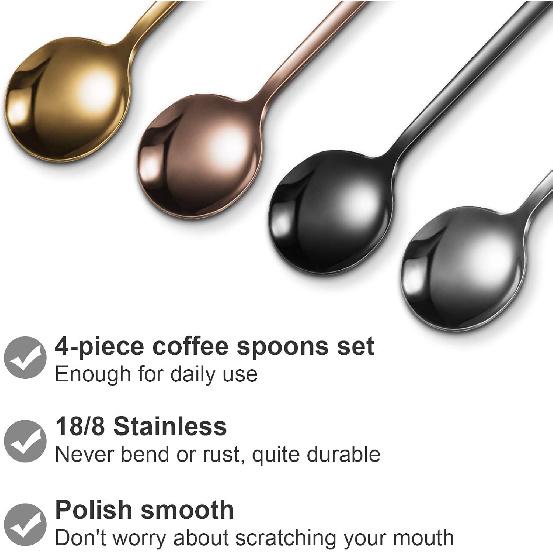 Patelai 4 Pieces Coffee Spoons Stainless Steel Espresso Spoons Frosted Handle Soup Tool for Coffee Sugar Soup Ice Cream Dessert Cake Supplies, 5.31
