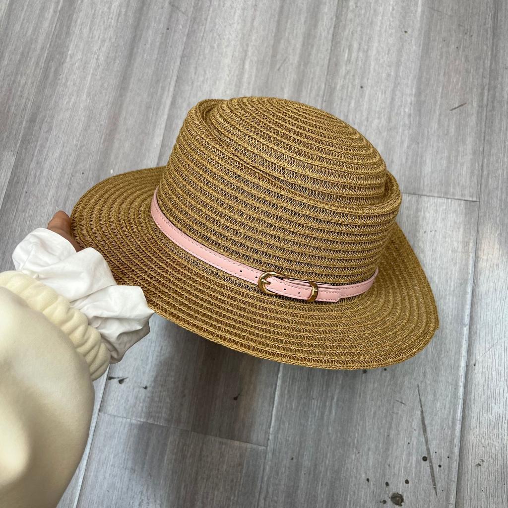 European and American fashion straw hat women's versatile sun hat green belt sun hat outdoor travel beach hat summer top hat