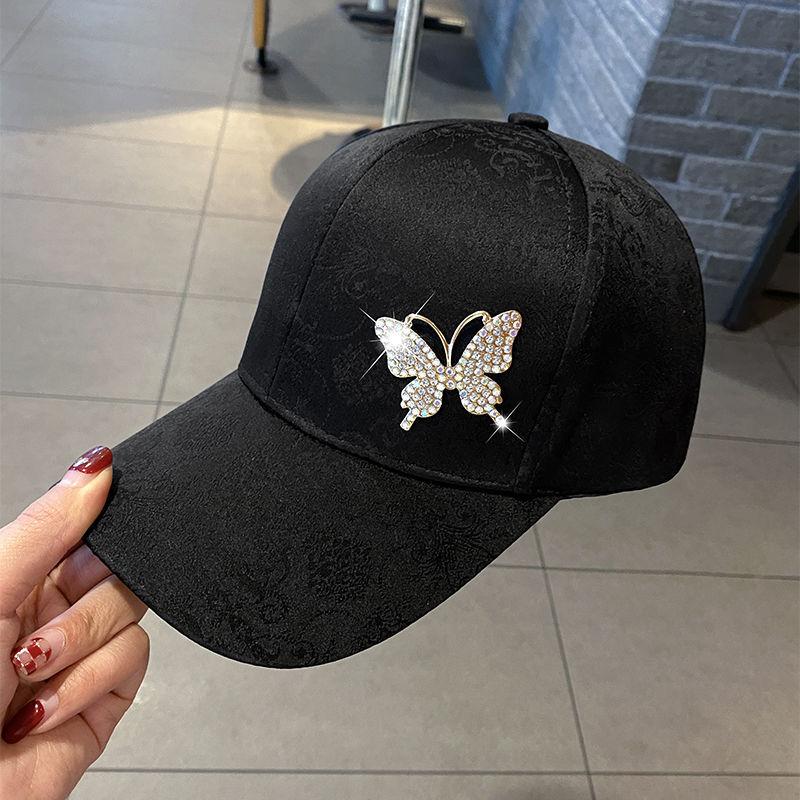 New Versatile Cap Rhinestone Butterfly Breathable Quick Drying Sunscreen Sun Hat Children's Fashion Versatile Baseball Cap