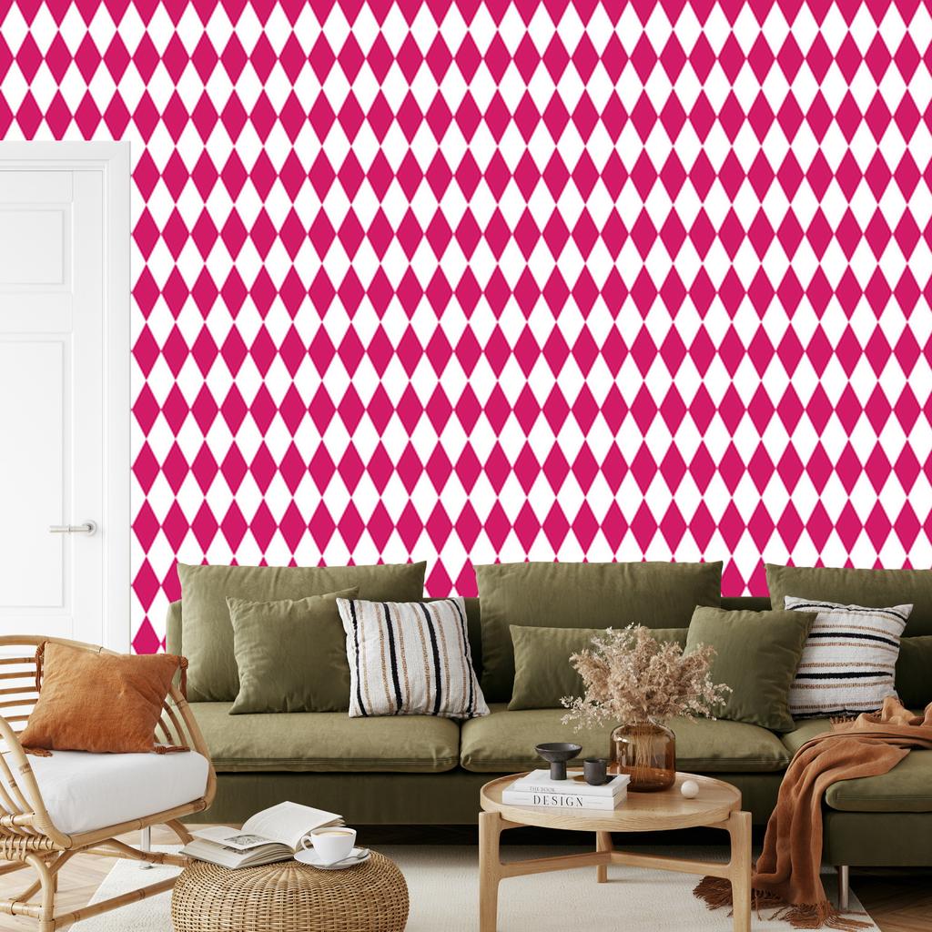 Harlequin Diamonds Wallpaper Purple and White for Living Room and Bedroom 50x1000