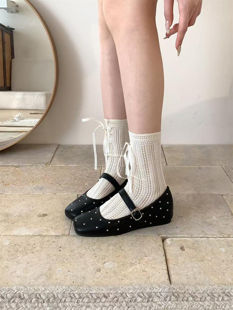 Women's Square Toe Shallow Ballet Single Shoes New Fashion Buckle Spring Autumn Mary Jane Ladies Round Toe Platform Casual Shoes