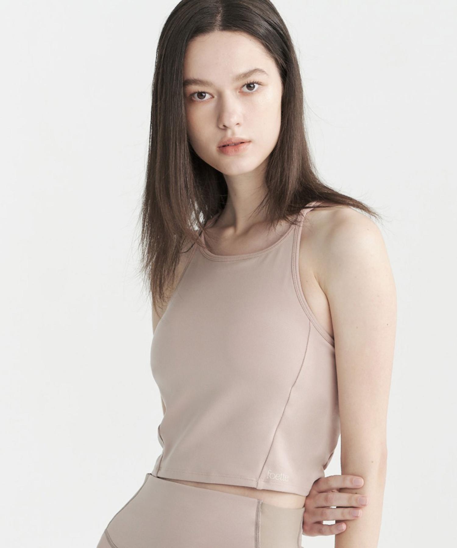 Poete Leaf Sleeveless Crop Top - Pink L
