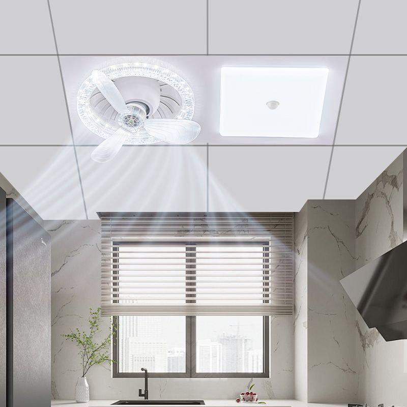 Modern Minimalist Integrated Kitchen Fan with Eye-Protection Light and Bathroom Recessed Oscillating Electric Fan Light