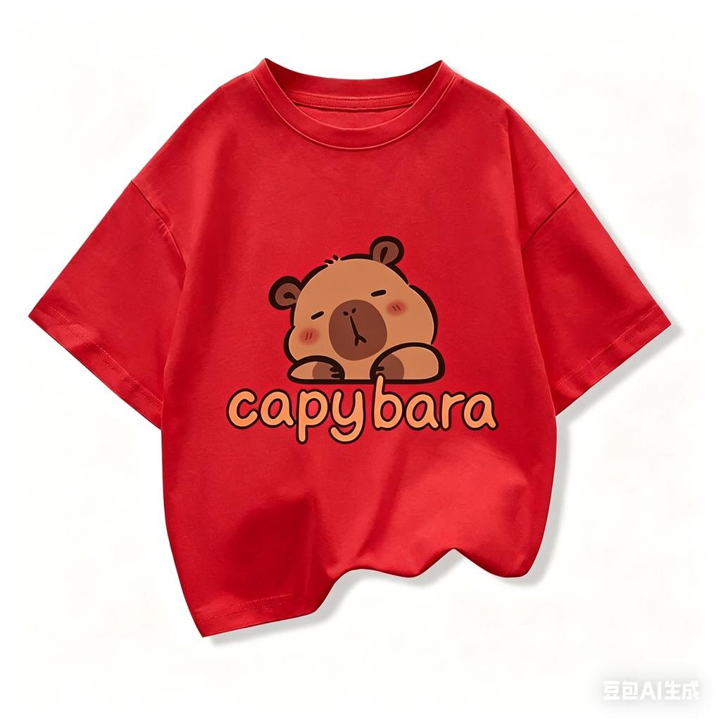 Capybara Print Cotton T Shirt For Kids Boy 312Years Anime Cute Capibara Shortsleeved Tees Tops Tshirt Y2k Girl Clothes