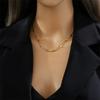 Gold Double Layer Snake Bone Chain Necklace with Cube Beads Minimalist Choker Necklace for Women Daily Wear
