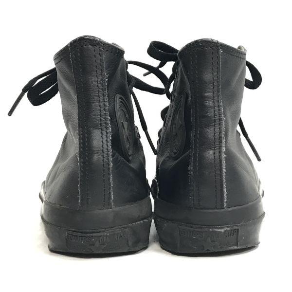 CONVERSE Leather High Top Sneakers Black US5.5 Unisex Vintage Style(USED)