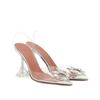 Fashion 2025 Sunflower Rhinestone High Heels Pointed Toe PVC Transparent Butterfly Rhinestone Sandals Baotou Women's Shoes