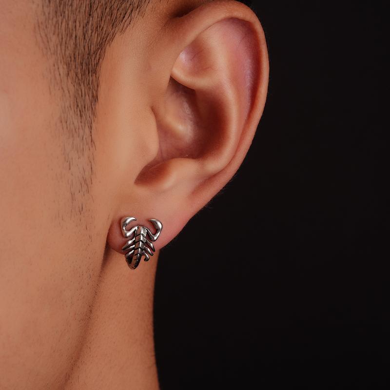 Retro Personality Scorpion Hip-Hop Style Silver Creative Temperament Animal Man And Woman Stud Earrings