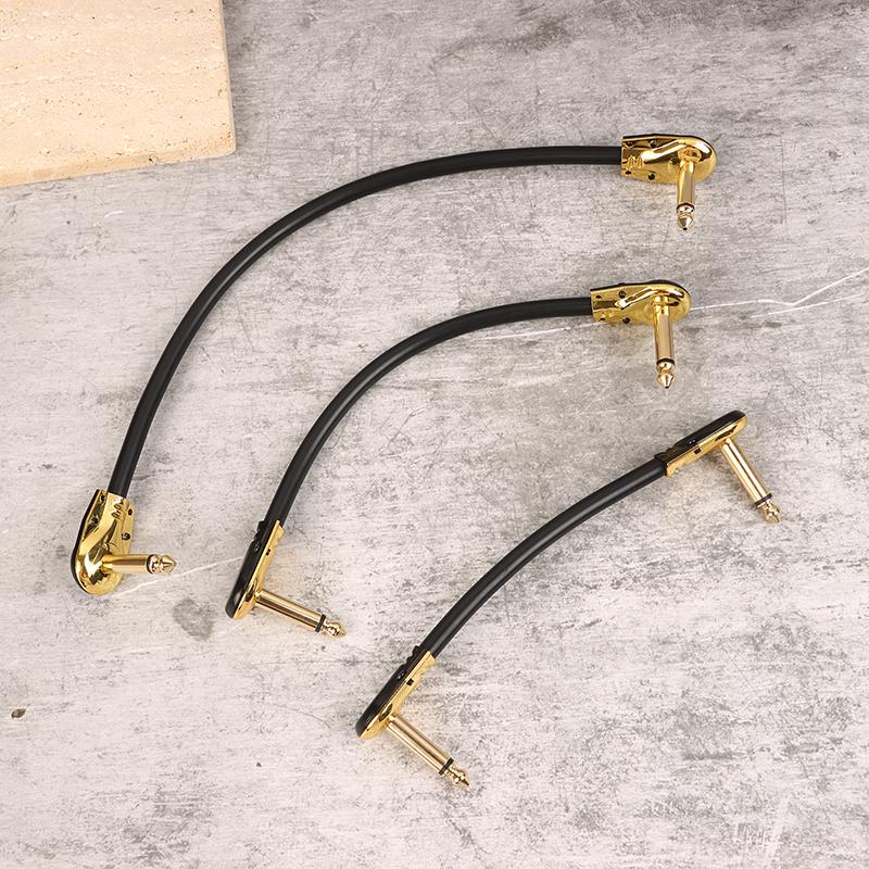 For Guitar Effects Pedal Instruments 15/20/30CM Anti-Noise Guitar Patch Cable 1/4" Right Angle Oxygen-Free Audio Line Jack Plug