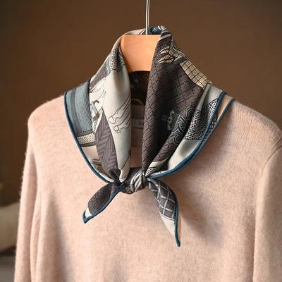 Year of the Horse Silk Wool Silk Scarf Small Square Scarf Women's 1116 New Silk Wool Scarf High-end Neck Shawl Scarf Women