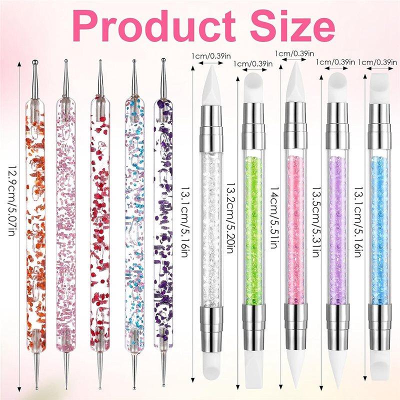 2025 Trend Nail Art 10-teiliges Werkzeugset zum Tupfen und Modellieren - Doppelseitig für Design, Blattgold, Schnitzen, Malen & 3D-Effekte