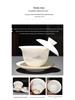 Kung Fu Mutton Fat Jade Gaiwan Teapot Set - Gold-Painted Luxury Tea Set