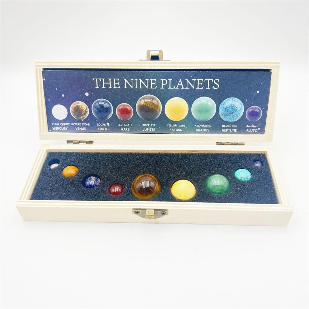 Nine Planets Of The Solar System Ornaments, Crystal Gemstone  Specimens, Round Desktop Planet Ornaments.