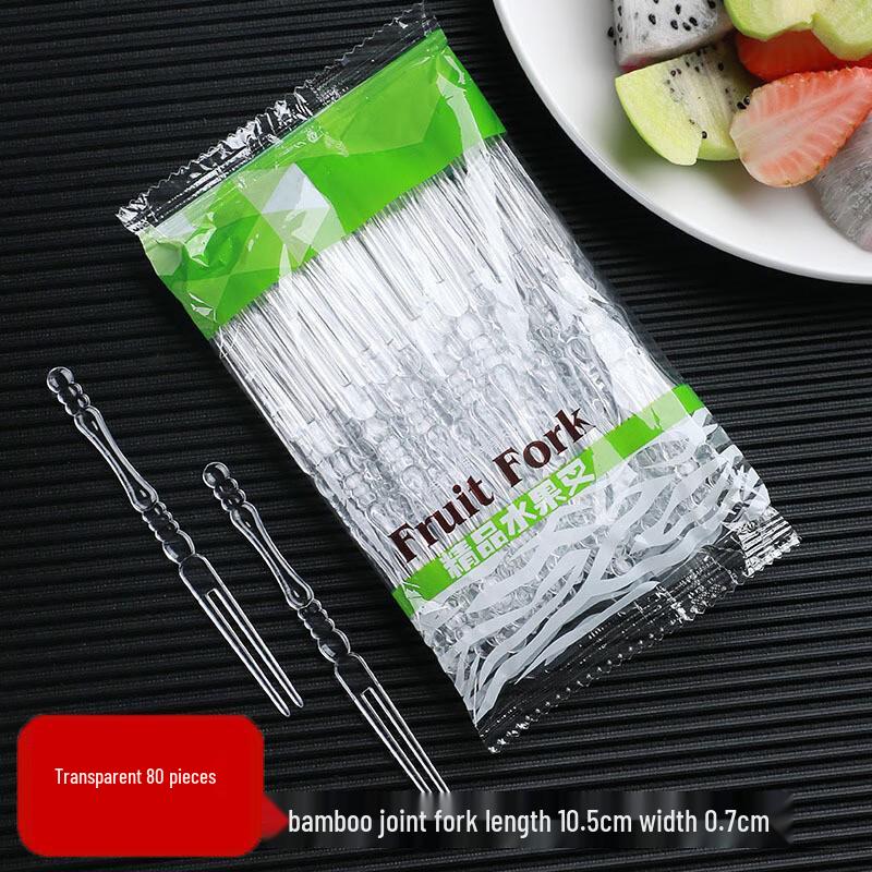 ZISIZ Disposable Bamboo-Joint Plastic Fruit Forks