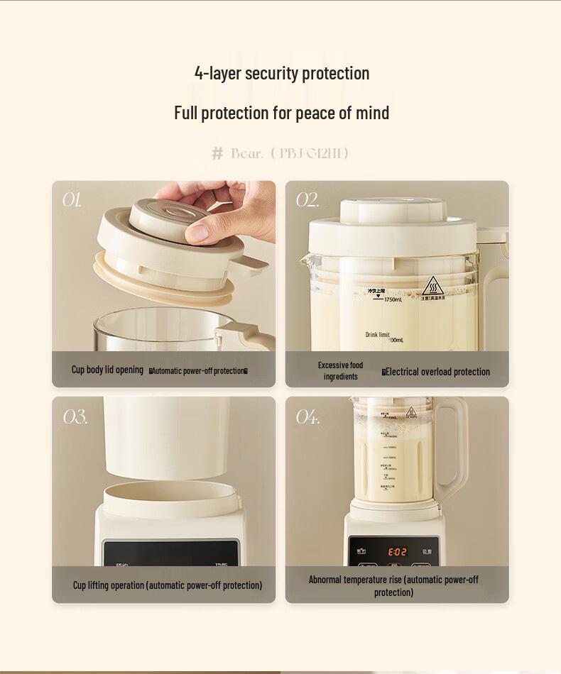 Little Bear PBJ-G12H1 Multifunktions-Standmixer & Sojamilchbereiter mit Auto-Start