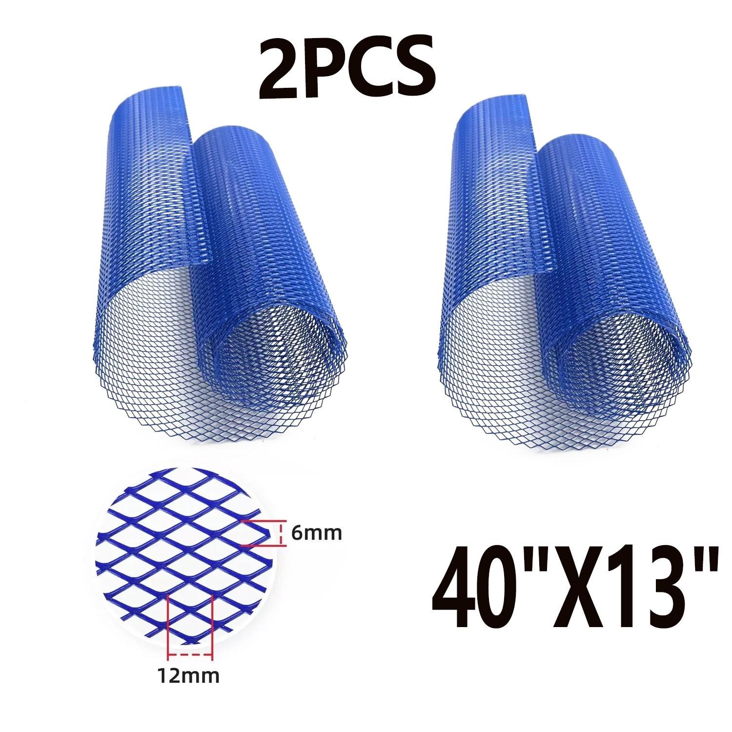 2*Universal Car Grill Mesh 40  X 13  Blue Painted Aluminum Alloy Grille 6mmX12mm