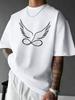Infinity Angel Wings Line Print Unisexs Crew Neck Short Sleeve Loose Casual Streetwear Basic Summer Daily Wear Soft Tee Shirt