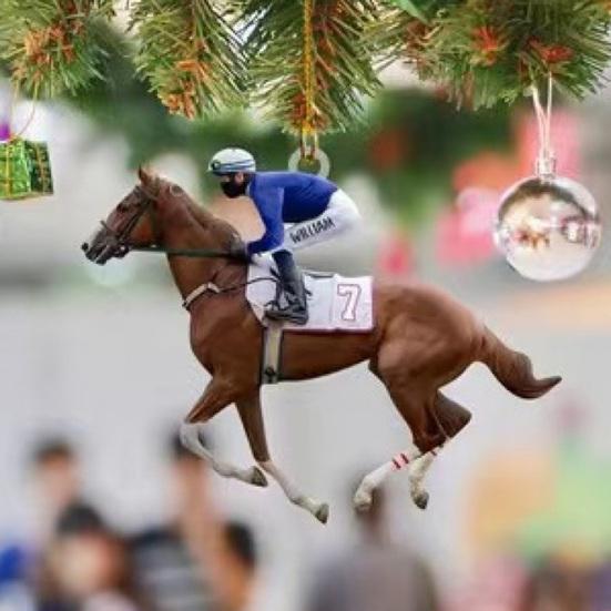 Yousheng 2Pcs Christmas Ornament Acrylic Riding Design Christmas Tree Pendant Holiday Home Decor Car Interior Decoration