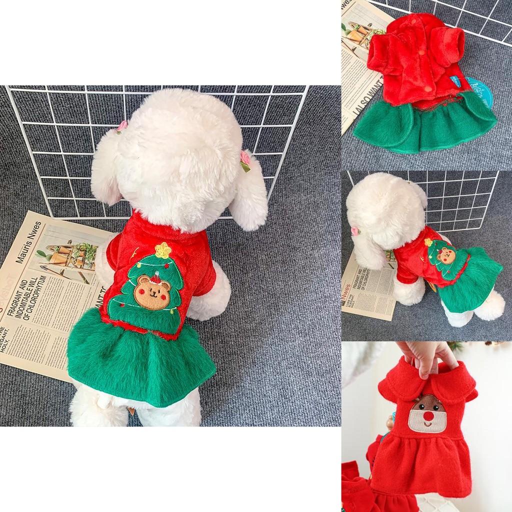 Adorable Red Christmas Dog Dress With Festive Reindeer Sweater Design For Pets