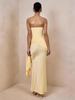 2026 Elegant Strapless Waist-Cinching Formal Dress - European & American Style, Solid Color, Irregular Design
