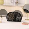 Mesh Flocked Heart Tote: Large, Washable, Transparent Handheld Makeup & Storage Bag
