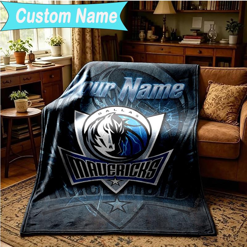 1PC Custom Name Blanket MAVERICKS BASKETBALL TEAM Flannel blankets Patterns Throw Blanket All-Season Soft Gift for Couch, Bed, Camping, Birthday gifts