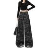 High-waisted Workwear Denim Camouflage Wide-legged Trousers Female Loose Straight Big Yards Casual Trousers Jeans for Women Long Denim Pants