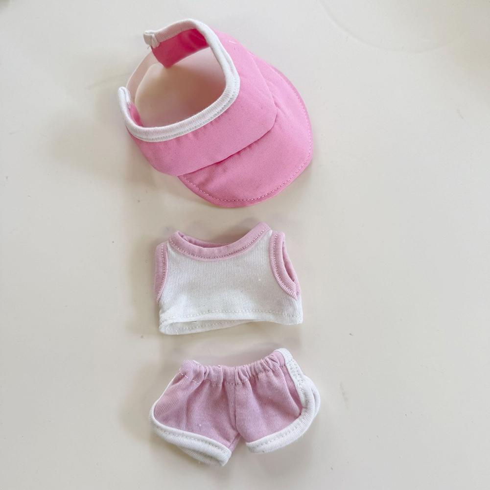 For 17cm Labubu Doll Clothes Fashion Clothes T-shirts Sun Hat Doll Clothes Color Match Shorts Dolls Accessories Cute Decoration Little Clothes