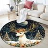 Winter Deer Round Area Rug,Carpet Rug for Living Room Bedroom Sofa Playroom Decor,Non-slip Floor Mat