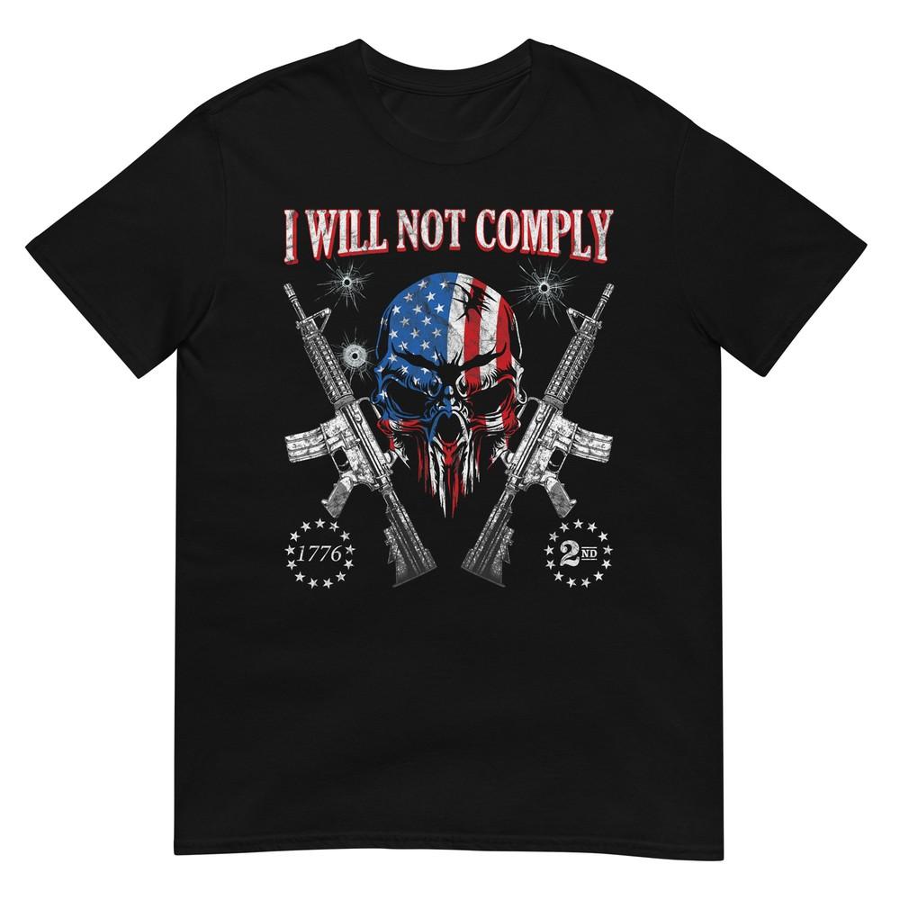 

We The People Will Not Comply AR15 Pro-Gun Rights 2A Skull T-Shirt M