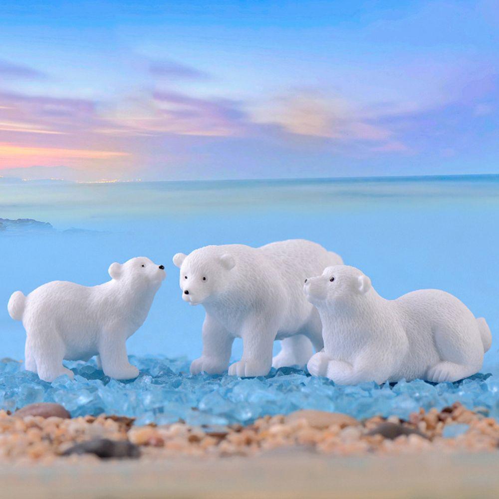 1 PC Mini Fairy Garden Model Animal  Polar Bear Figurines Simulation White Bear Miniatures