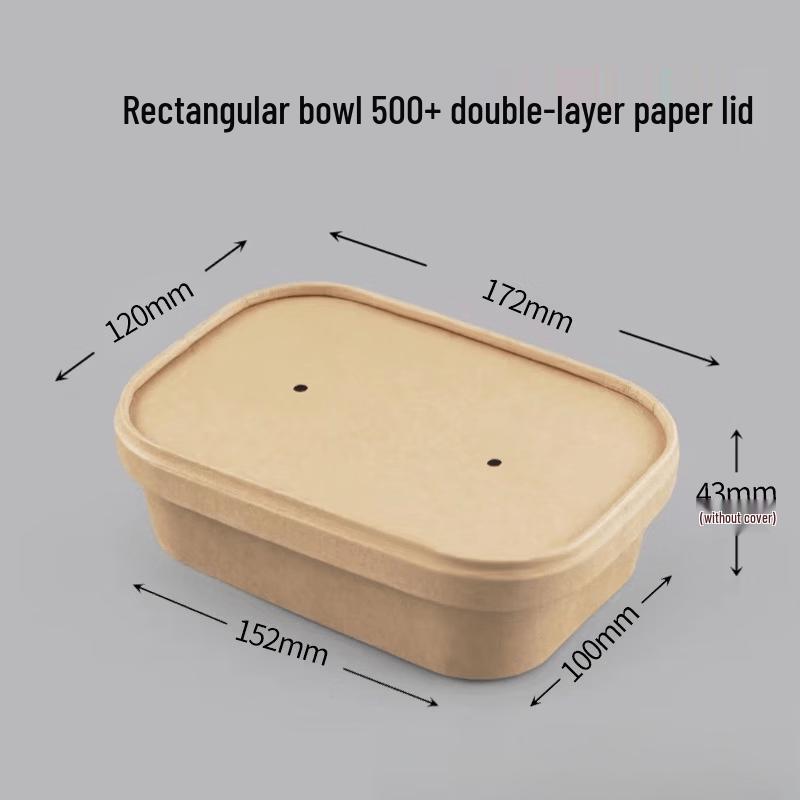 500ml Disposable Kraft Paper Takeout Bowls with Lids