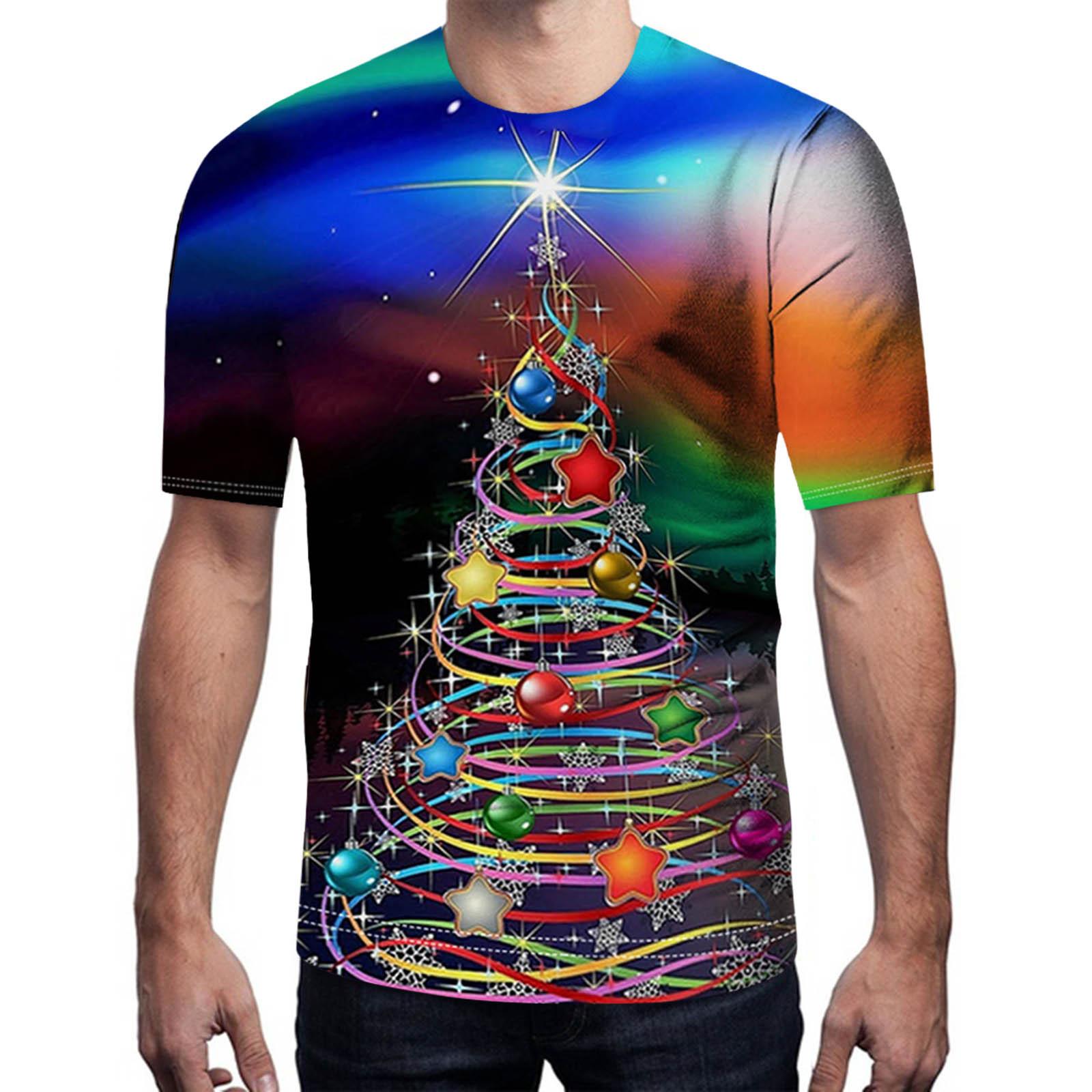 

Женская и мужская рождественская повседневная футболка с коротким рукавом и буквенным принтом, блузка, топы