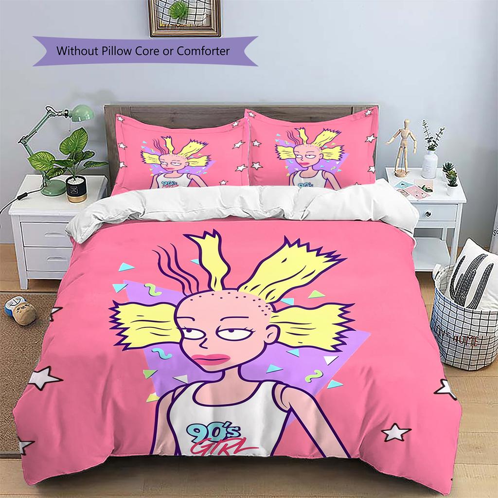 Rugrats  Pattern Bedding Quilt Set  Home Decoration  Gift (1 * Duvet Cover + 2 * Pillowcase  Without Core)