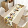 Vintage Easter Bunny Table Runner Polyester Rabbit Eggs Flower Table Flag Easter Decorations For Home Kitchen Dining Table Decor