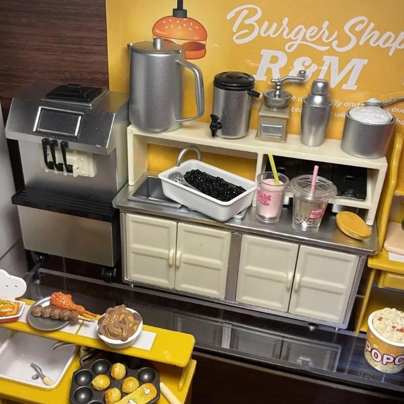 5Pcs Miniature Cafe Shop Model Figure Kits With Detailed Miniaturized Convenience Store Props For Doll House Enthusiasts