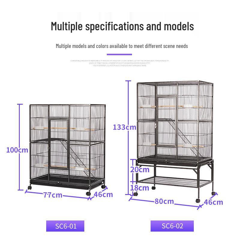 Multi-functional Cast Iron Parrot Cage: Durable Metal Bird Cage for Flock