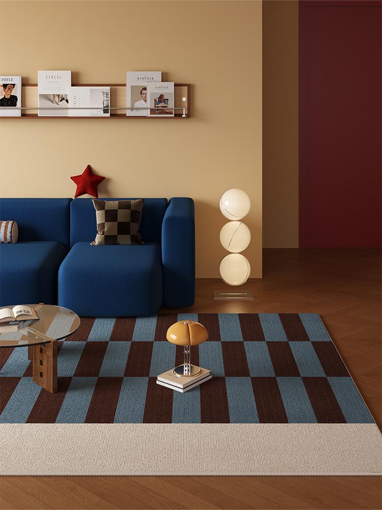 

VIKAMA Blue Striped Carpet Living Room 2025 New Light Luxury High-level Sense of Sofa Washable Mats Waterproof Home Decor 60X90CM(2X5.3FT